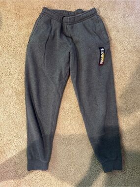 Nike Men’s Small Gray Sweatpants with 'Just Do It' Accent